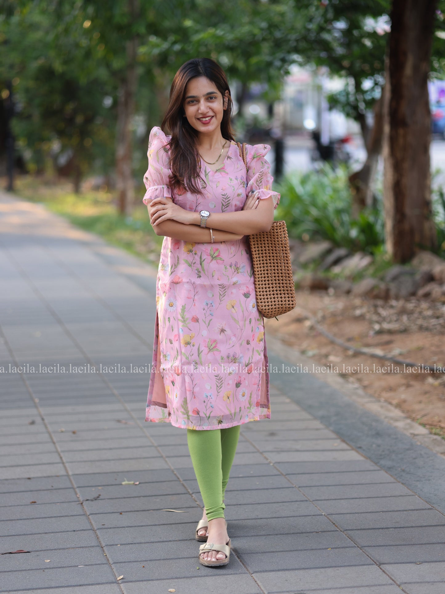 Studio Pink Floral Organza Top