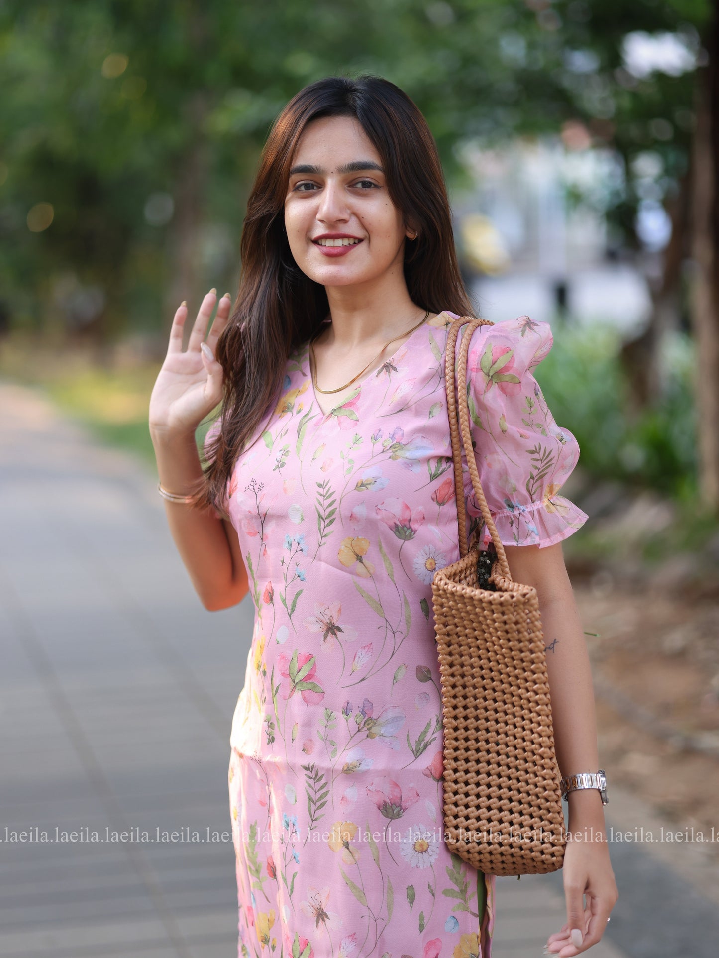 Studio Pink Floral Organza Top