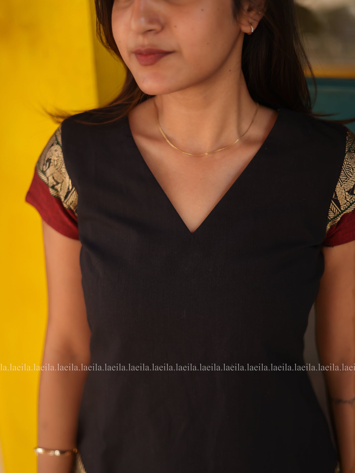 Studio Maya Black Short Sleeve Top
