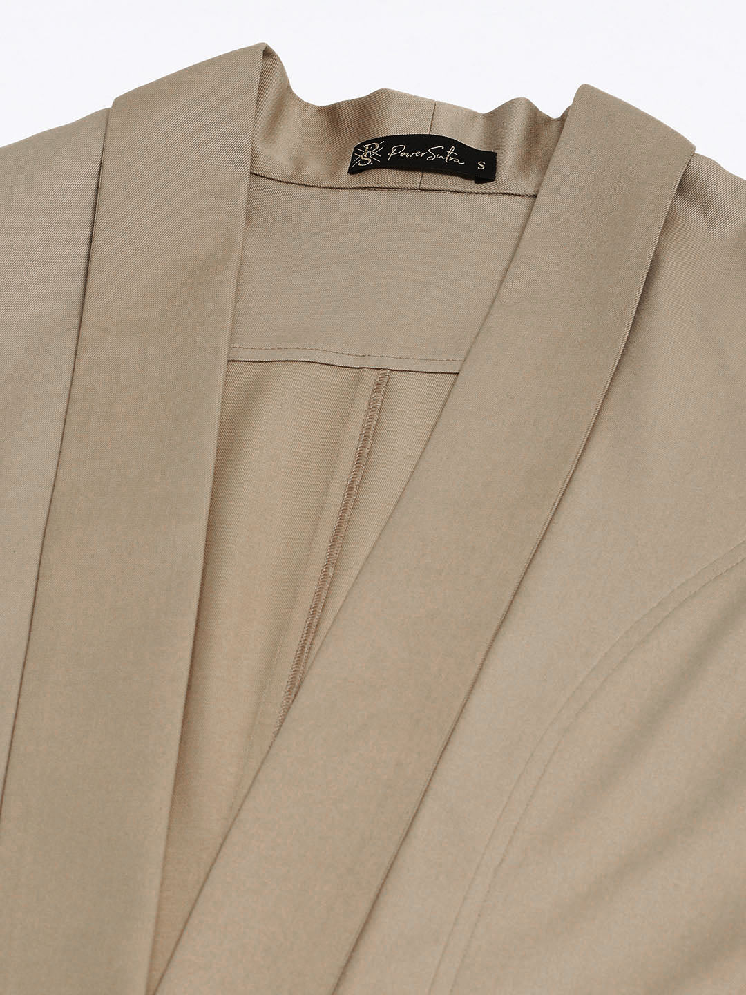 PowerSutra Open Front Shawl Lapel Blazer - Hazel Wood Beige