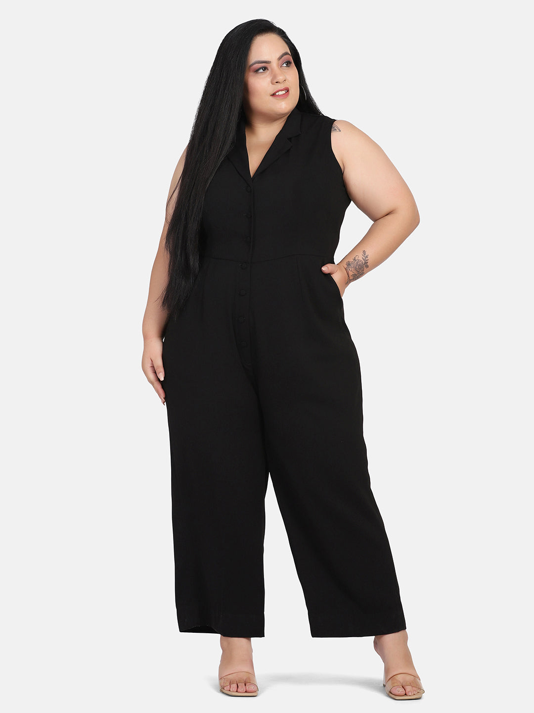 PowerSutra Poly Crepe Jumpsuit - Black