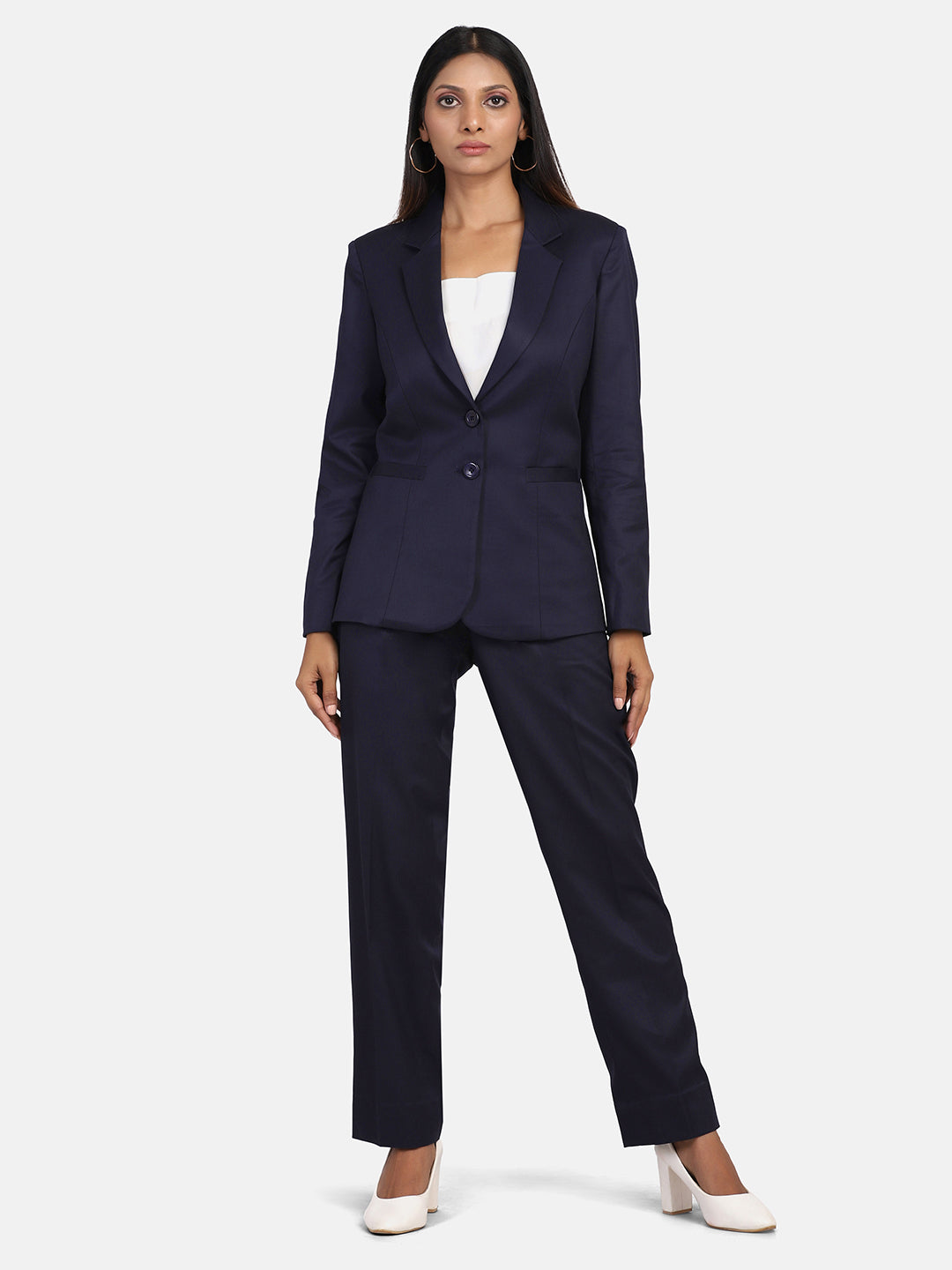 PowerSutra Poly Cotton Pant Suit - Navy Blue