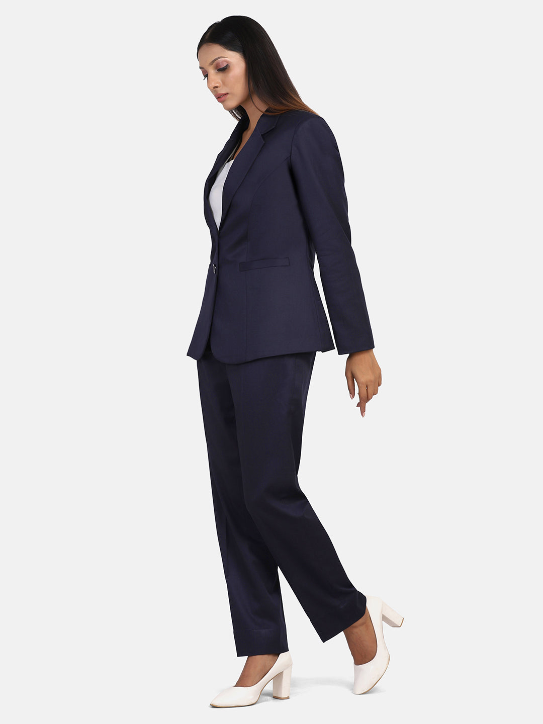 PowerSutra Poly Cotton Pant Suit - Navy Blue