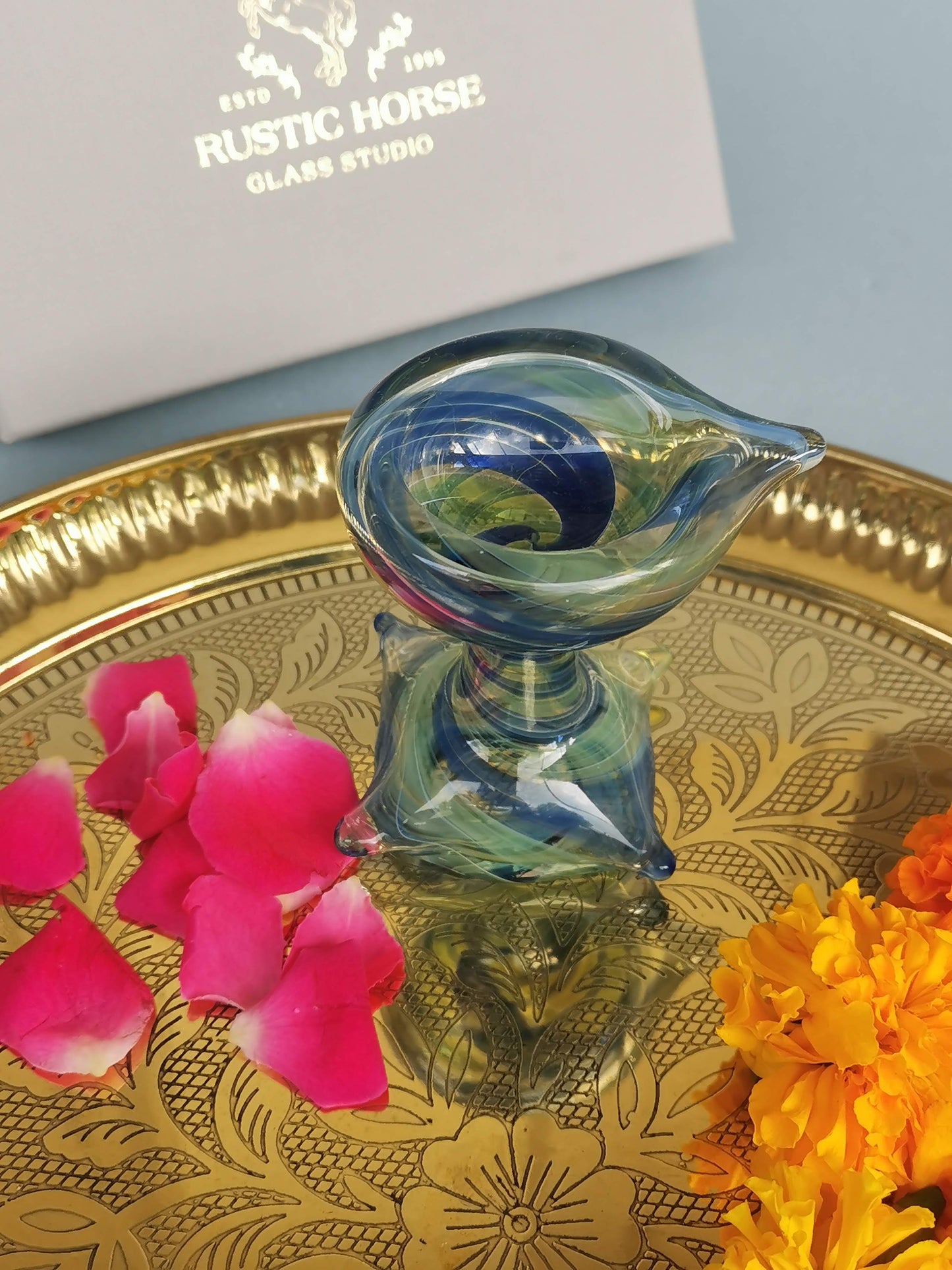 Art Glass Puja Diya- Artham Deep
