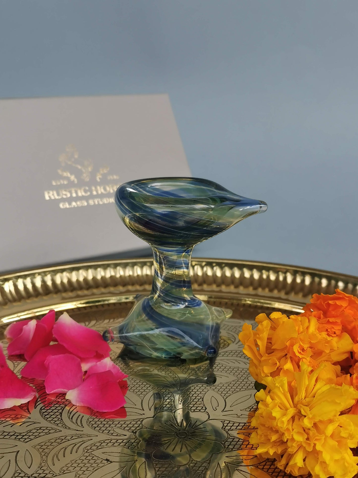 Art Glass Puja Diya- Artham Deep
