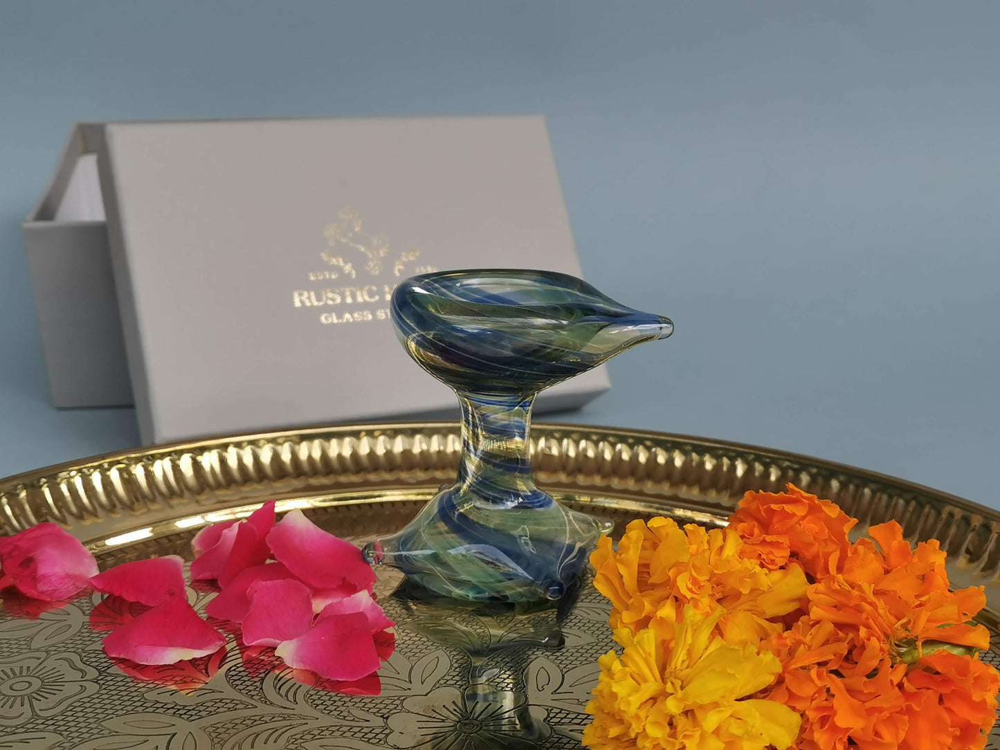 Art Glass Puja Diya- Artham Deep