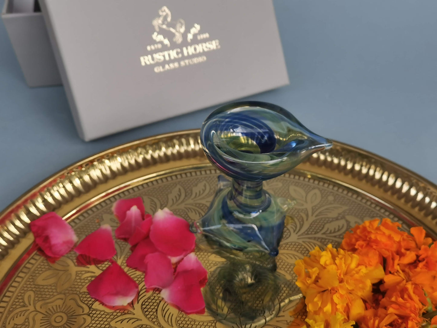 Art Glass Puja Diya- Artham Deep