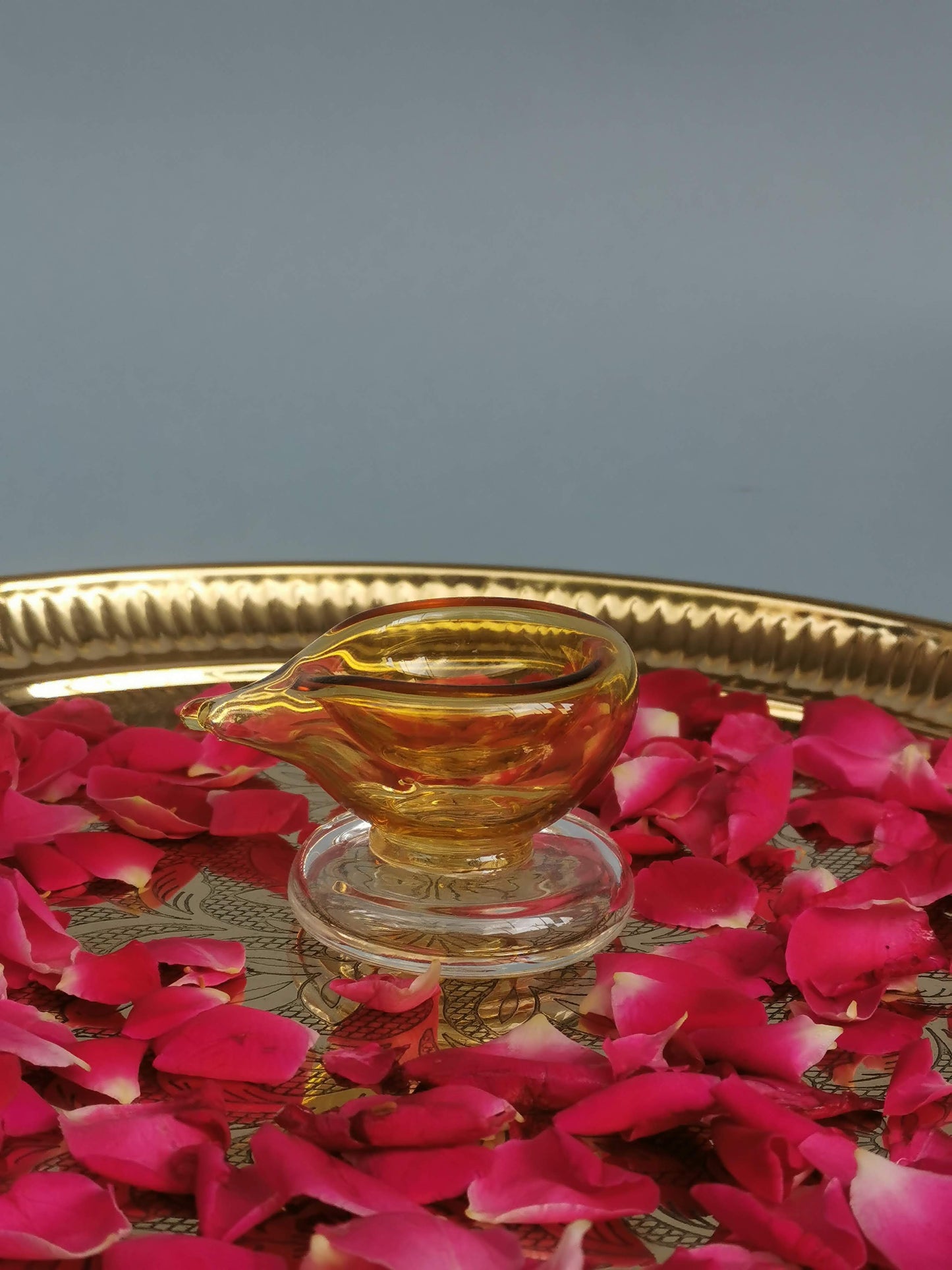 Art Glass Puja Diya- Ambar Jyot (Set of 2)