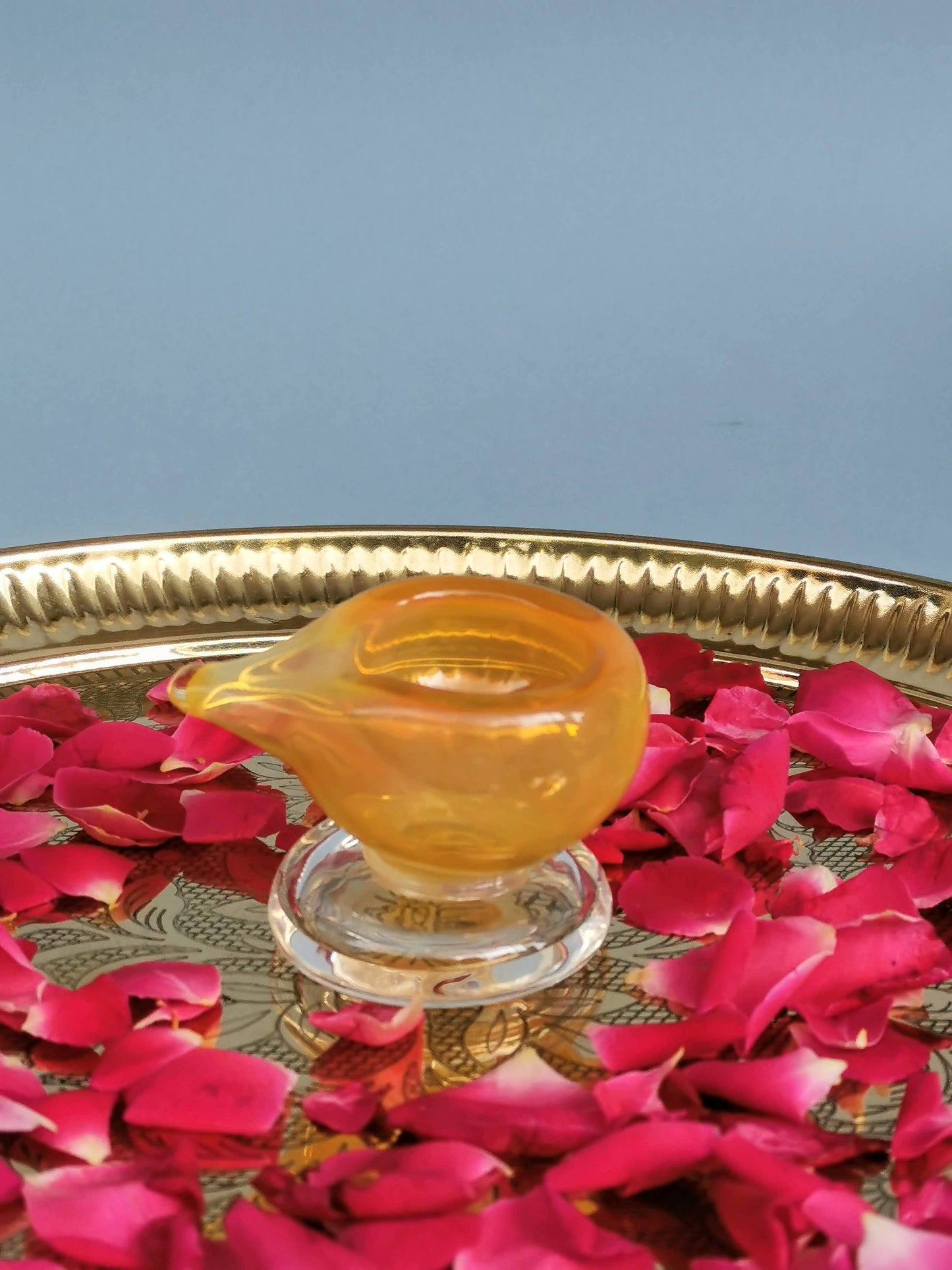 Art Glass Puja Diya- Kesari Kiran (Set of 2)
