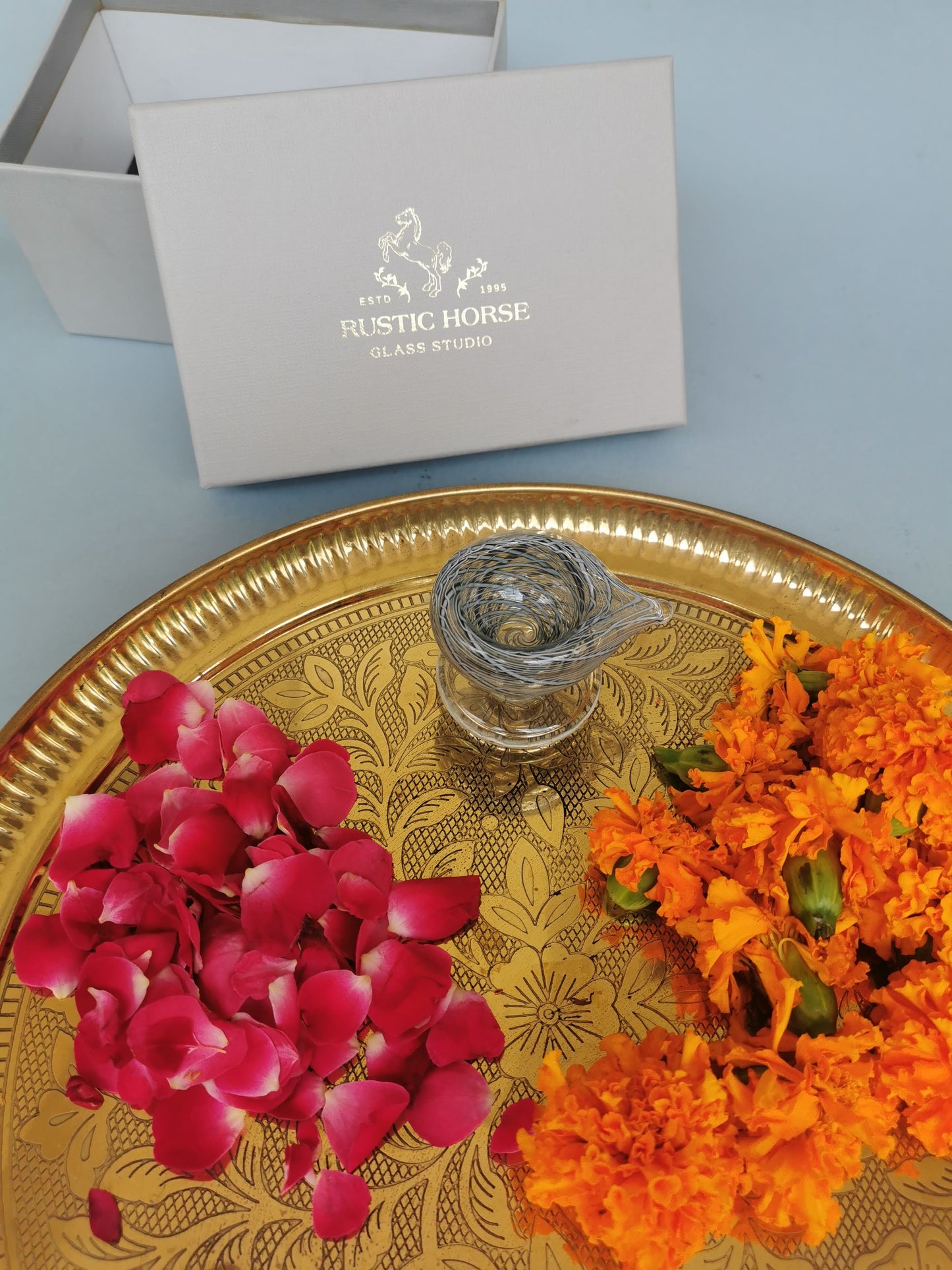Art Glass Puja Diya- Brahmam Deep (Set of 2)