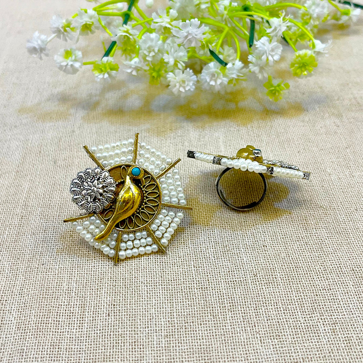 White moti parrot ring