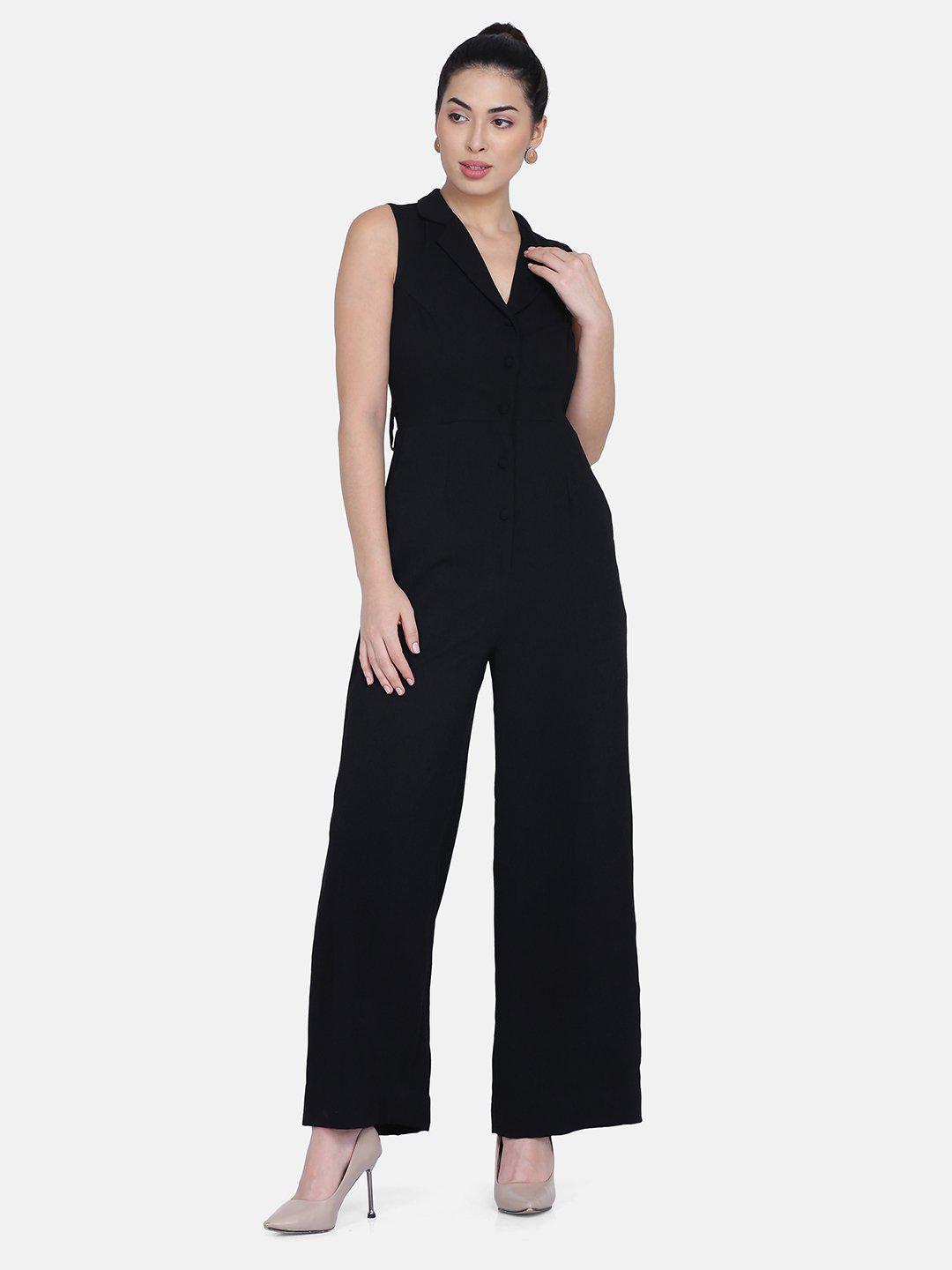 PowerSutra Poly Crepe Jumpsuit - Black