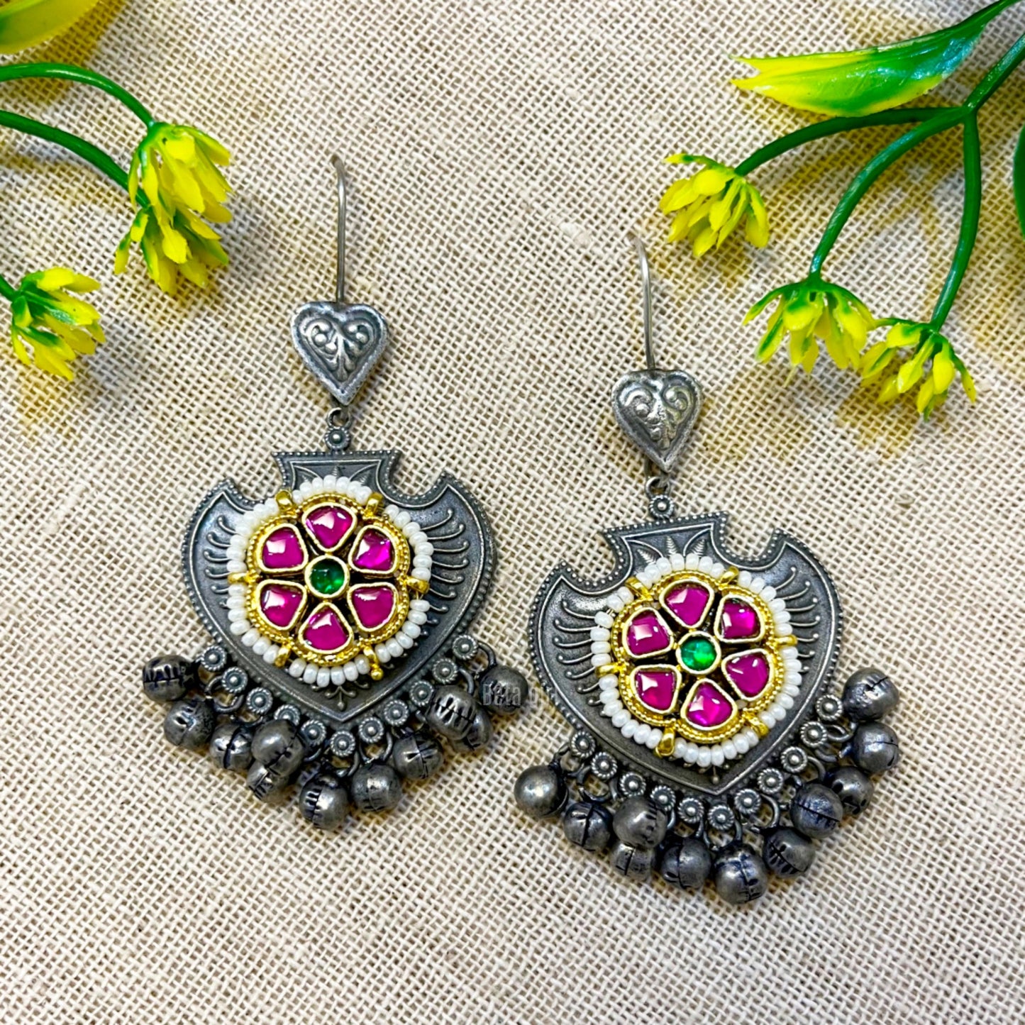 Kundan Dangler Earrings With Ghungroo