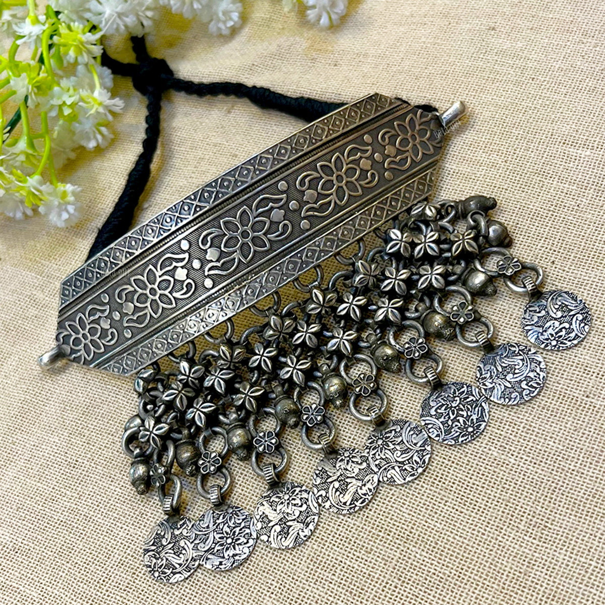 oxidised choker necklace