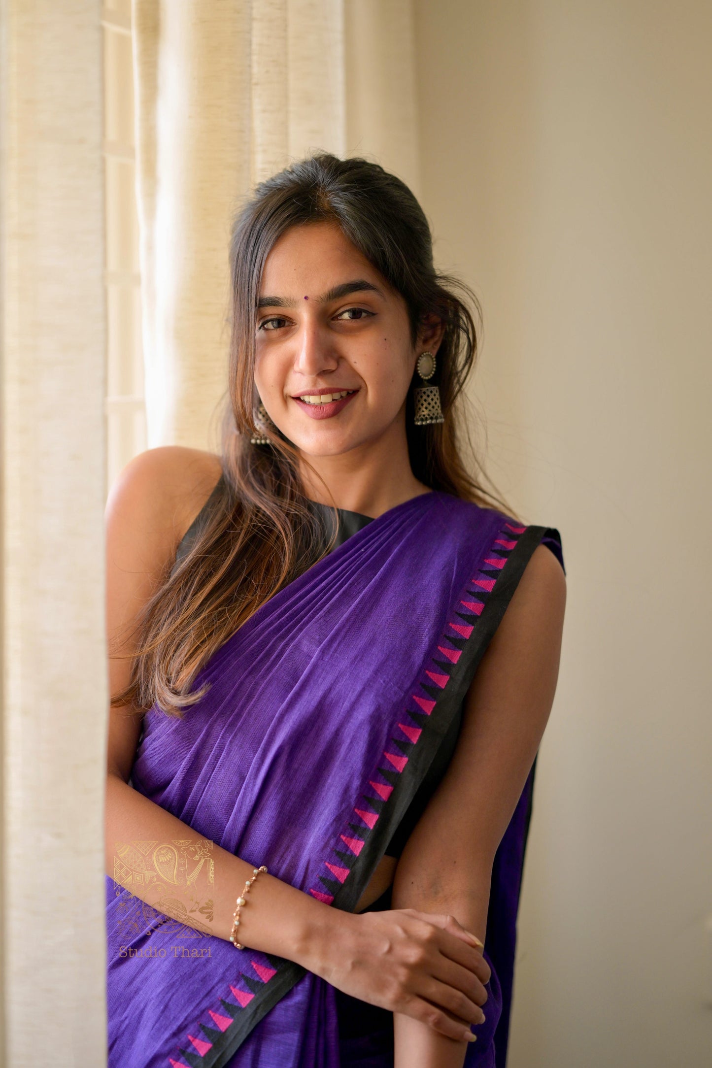 Purple Parvati� Bold and Beautiful Chettinad Cotton Saree