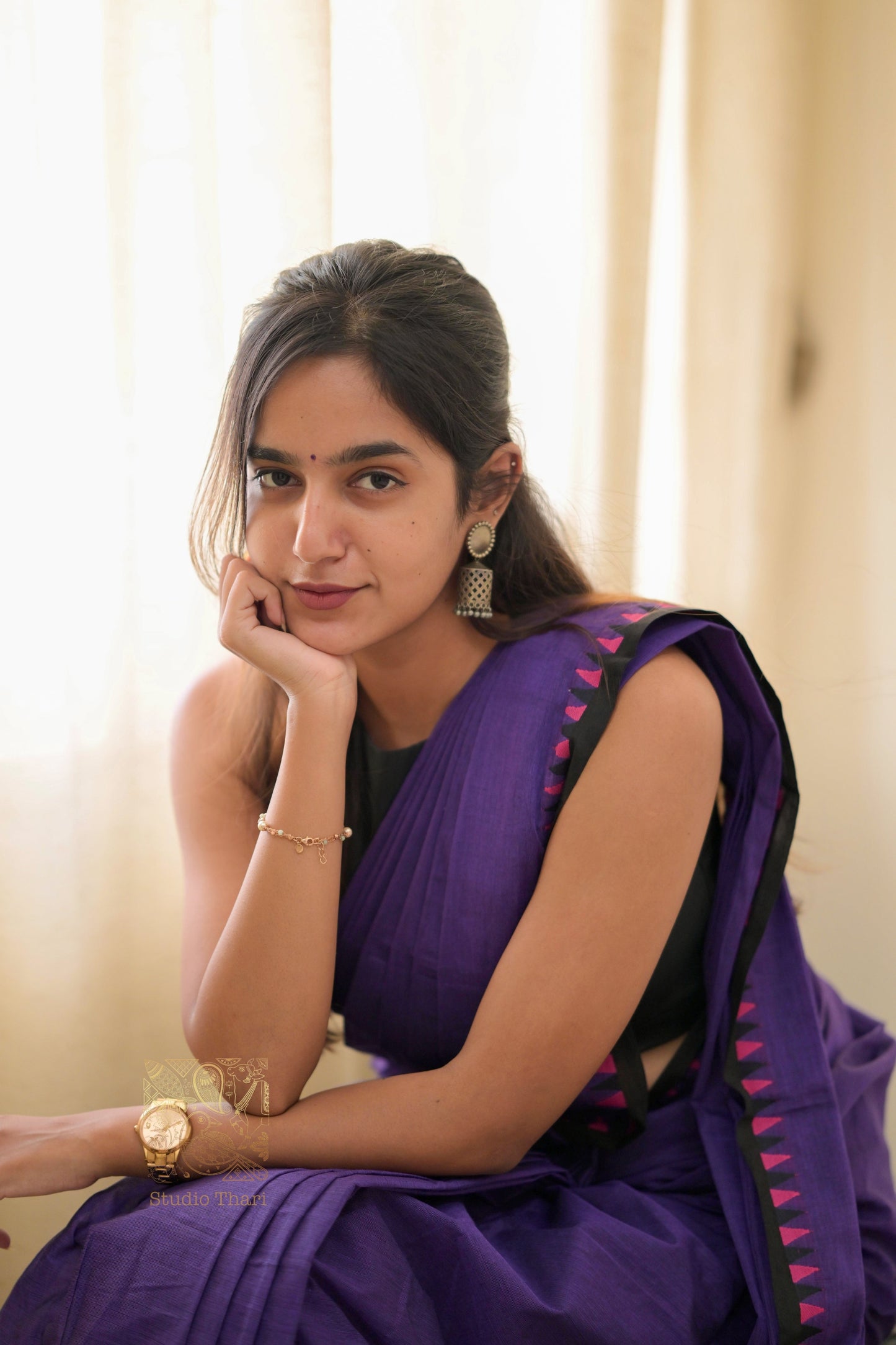 Purple Parvati� Bold and Beautiful Chettinad Cotton Saree