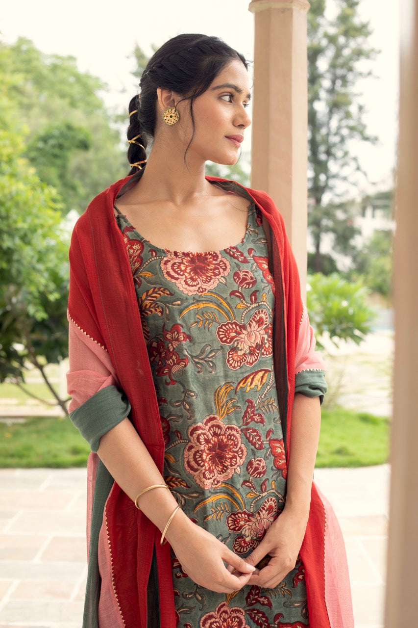 ANU SIARA CHANDERI TIE UP SUIT SET (WITHOUT DUPATTA)