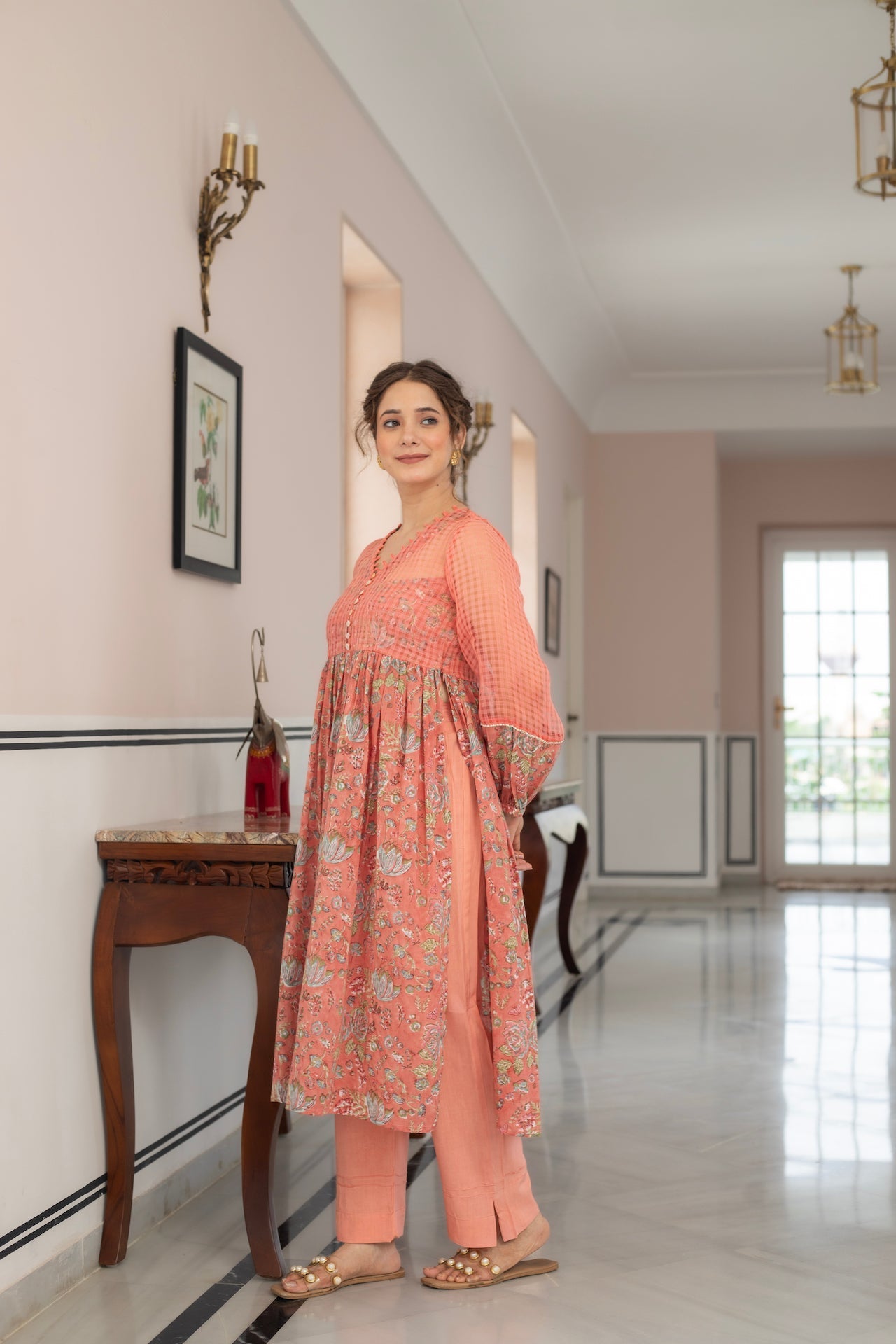 ANU MOR PINK KURTA SET