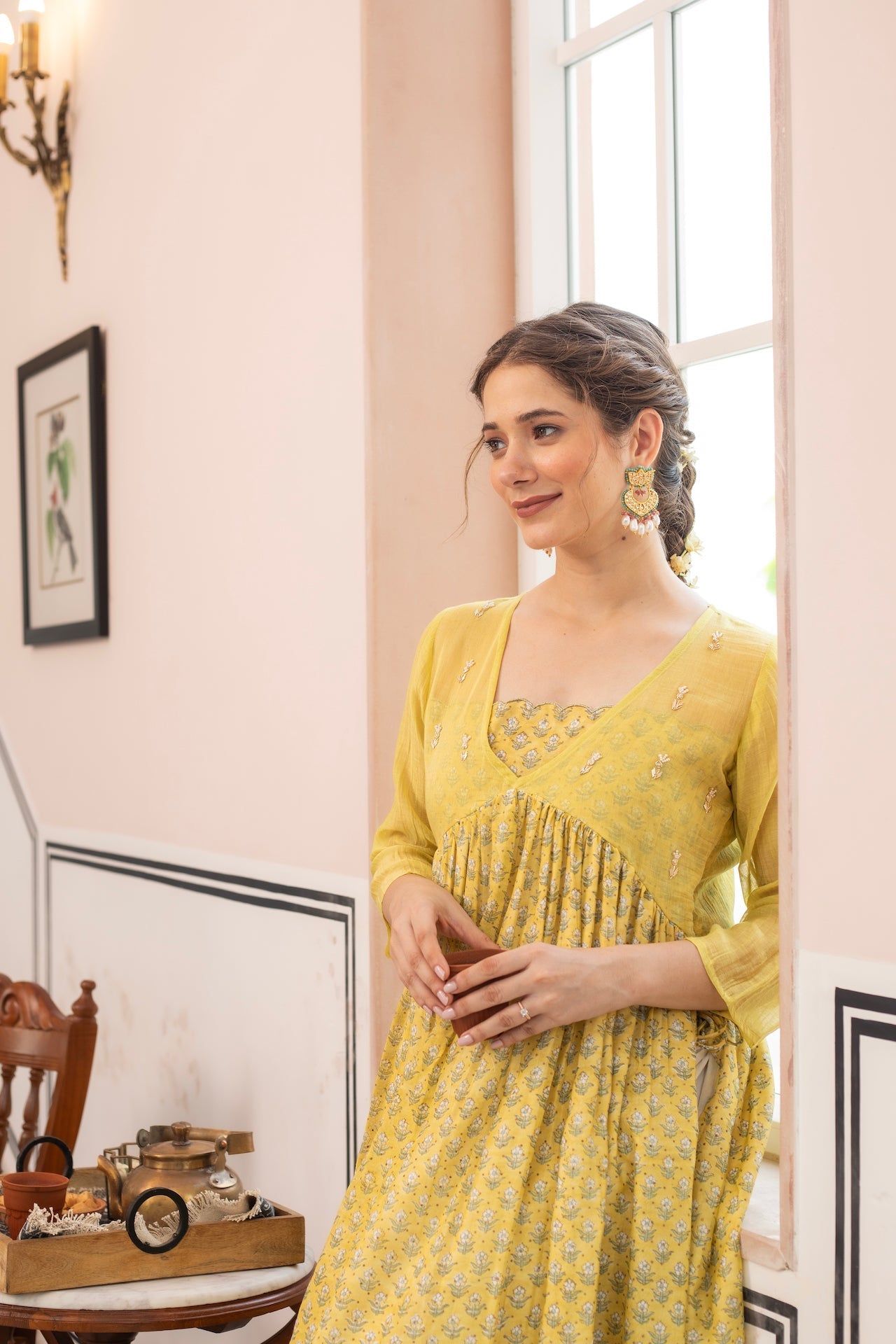 ANU ECCENTRIC CHANDERI GOLD KURTA