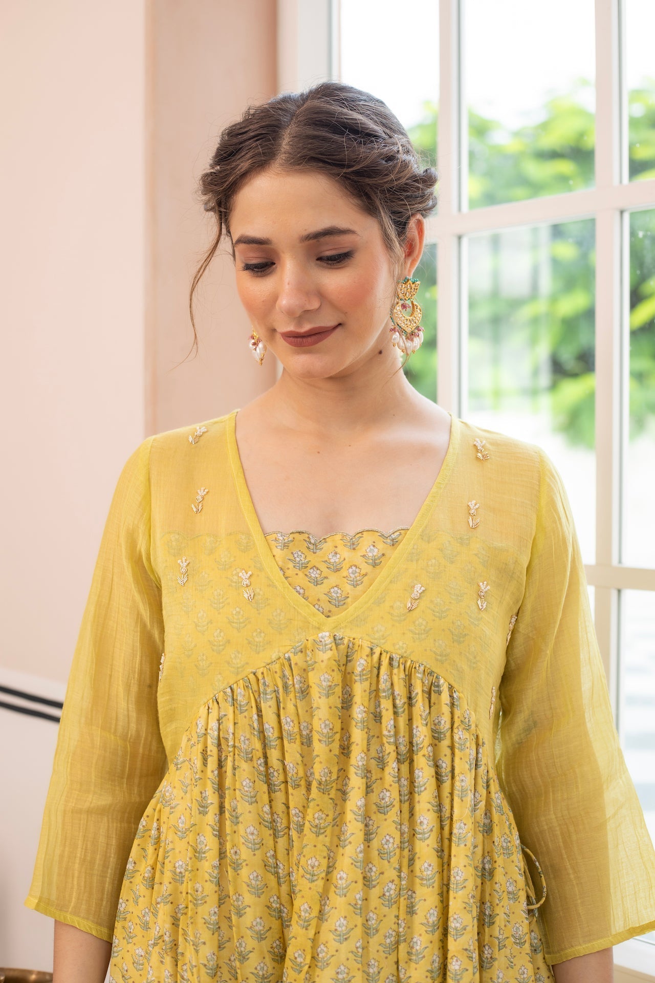 ANU ECCENTRIC CHANDERI GOLD KURTA