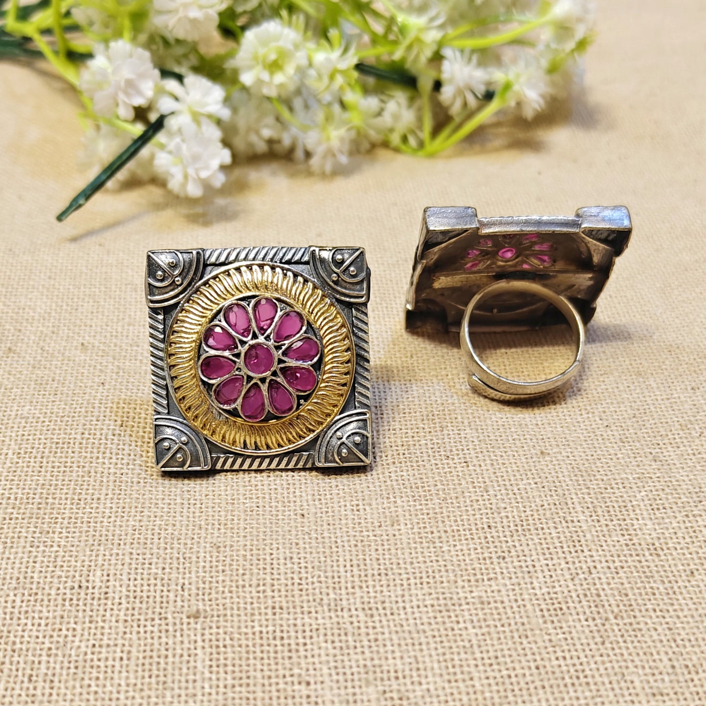 oxidised finger ring