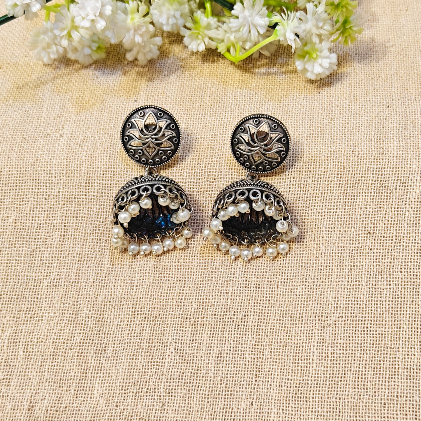 Noor Silver Look Alike Oxidized Earring