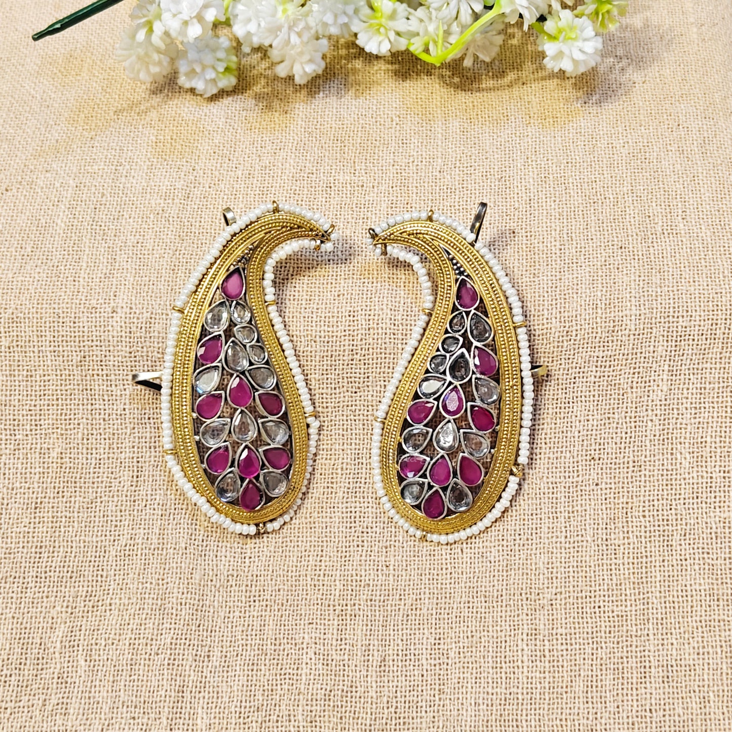 Pink earcuff for garba
