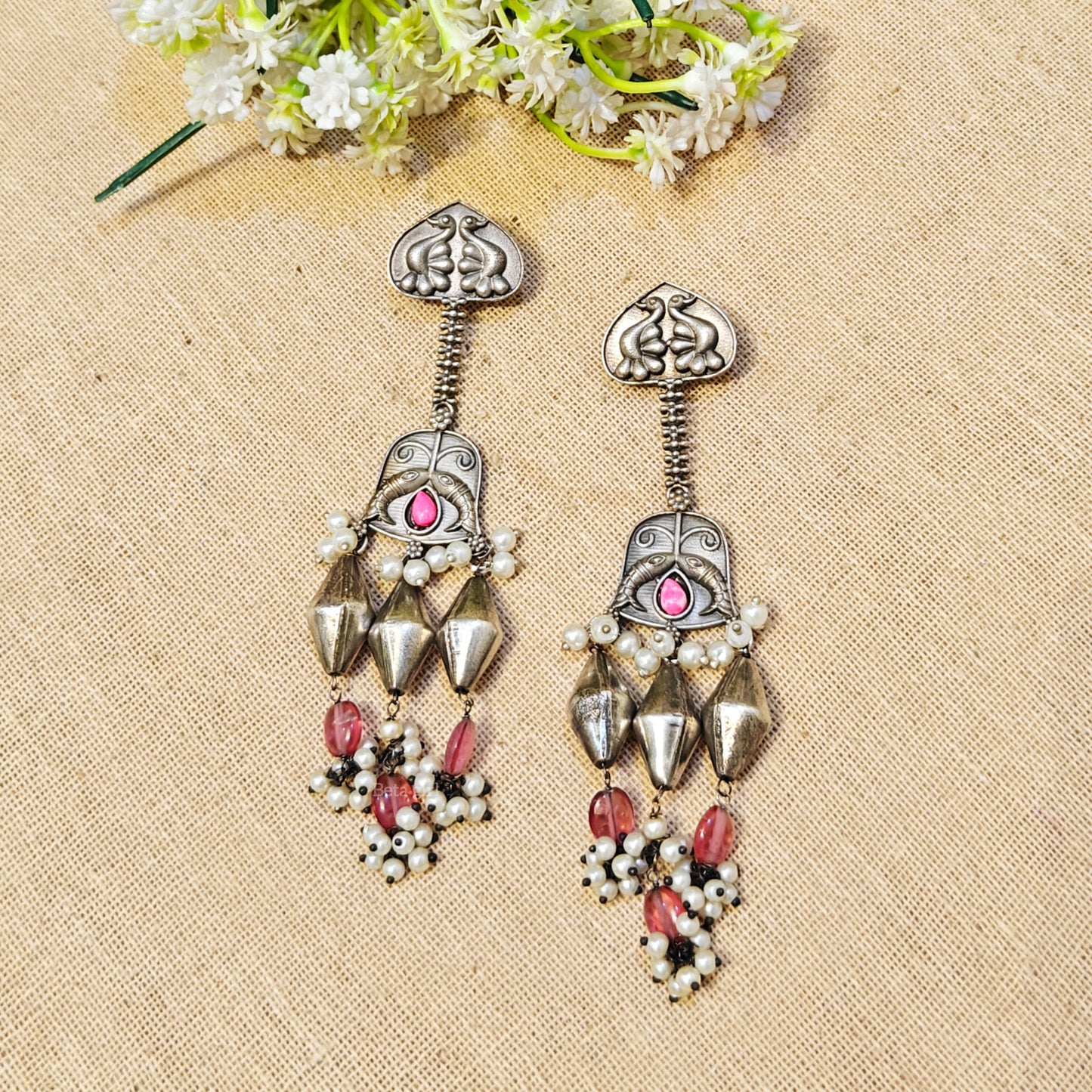 Saanvi Silver Look Alike Oxidized Earring