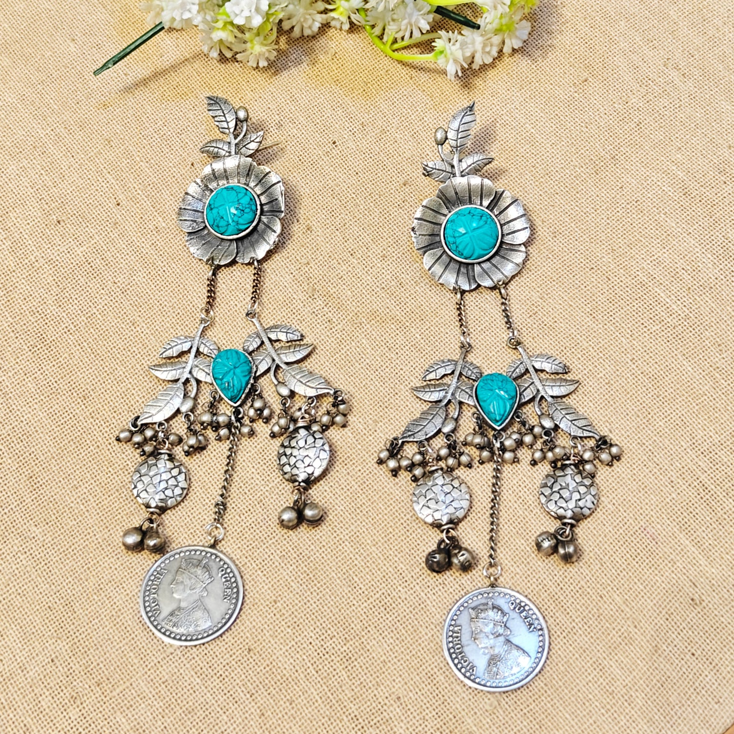 Tara Silver Look Alike Stone Earrings