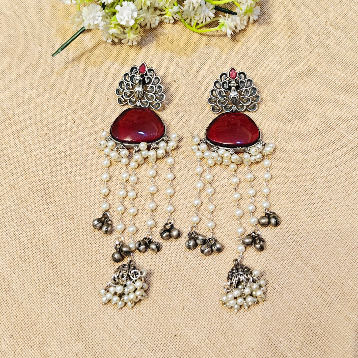 Serene Silver Look Alike Stone Earring