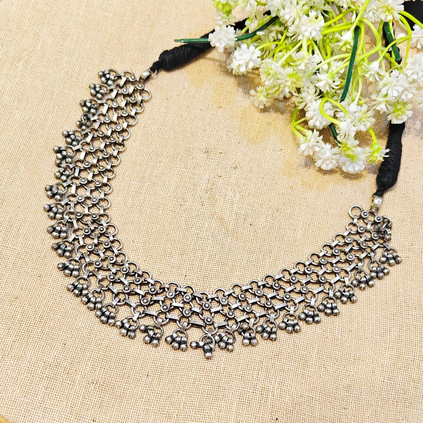 Garden Glamour Silver Look Alike Oxidized Choker
