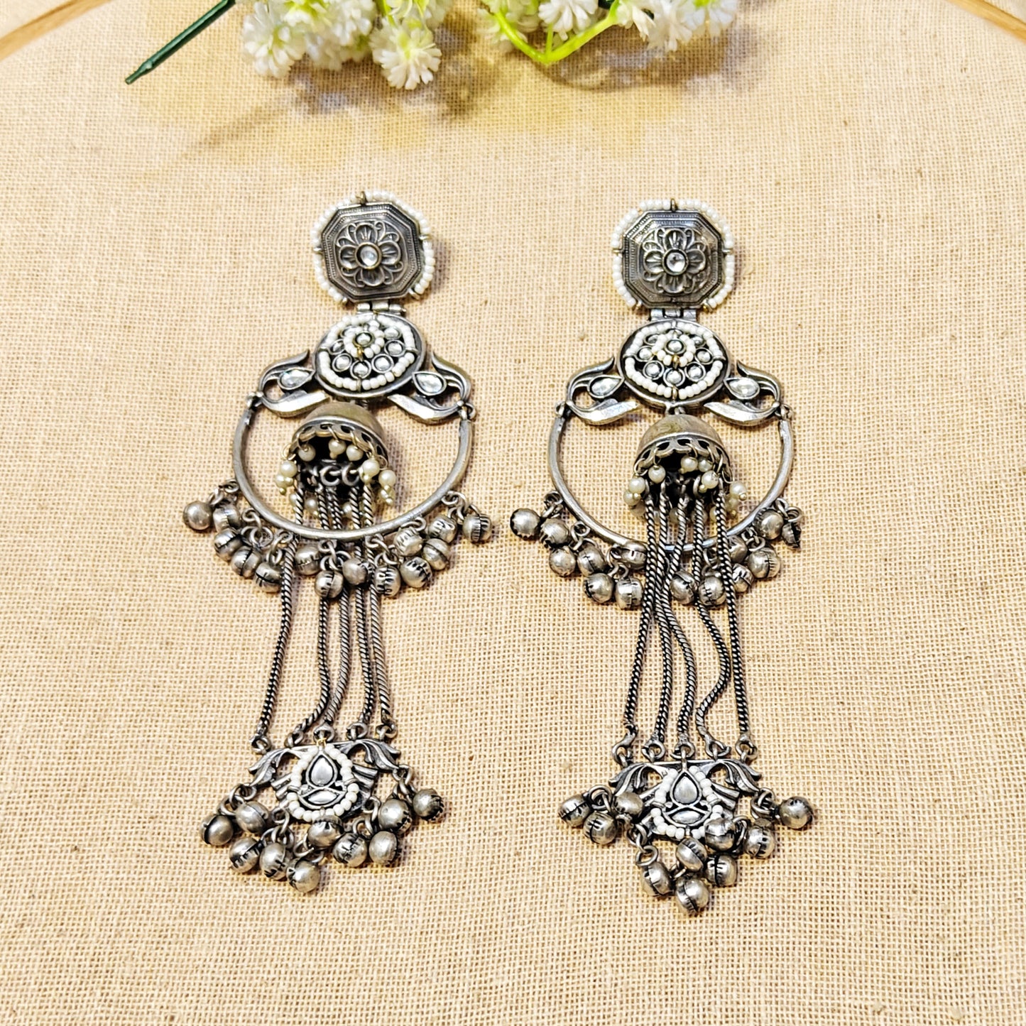 Zephyr Silver Look Alike Oxidized Earring