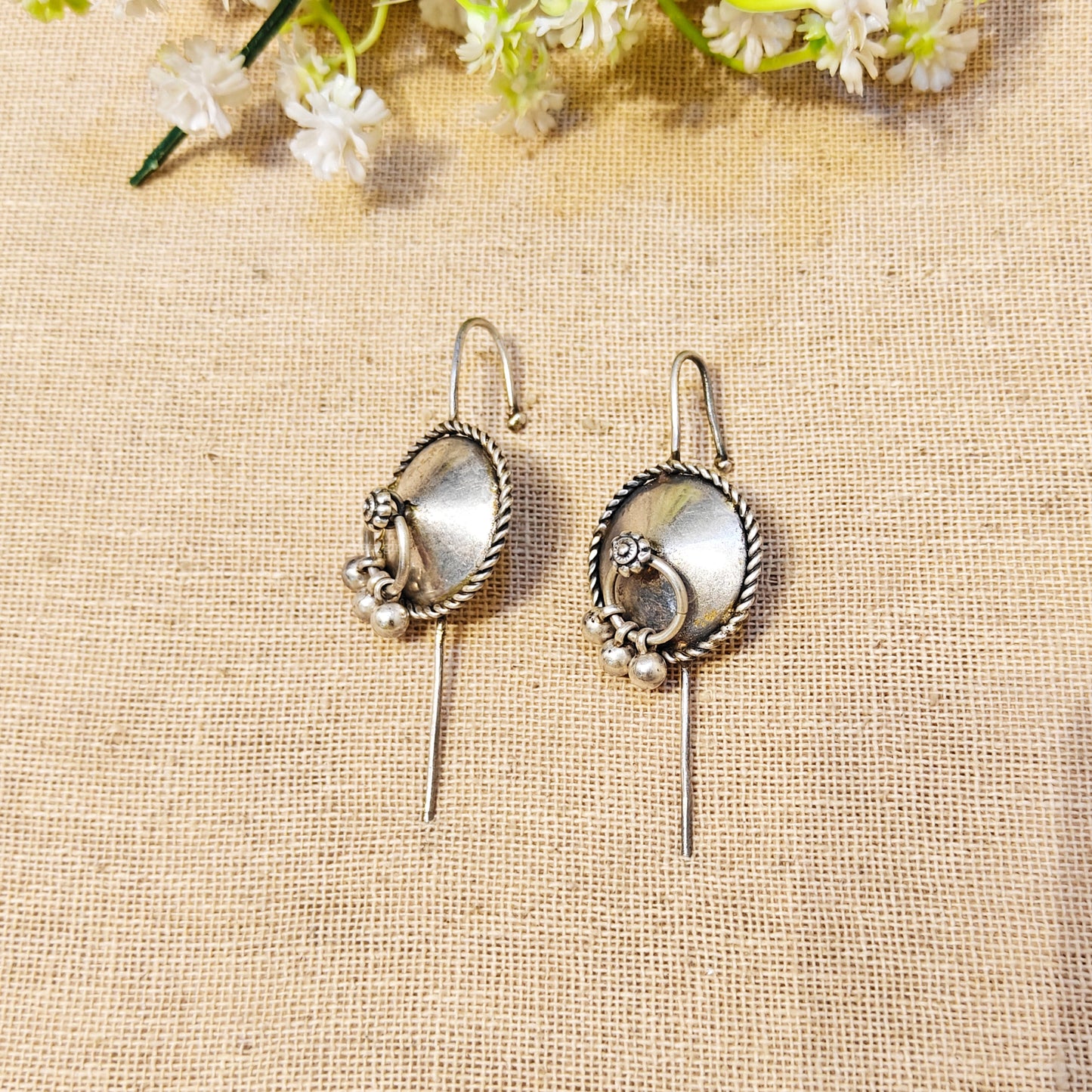Coral Silver Look Alike Oxidized Arrow Earcuff