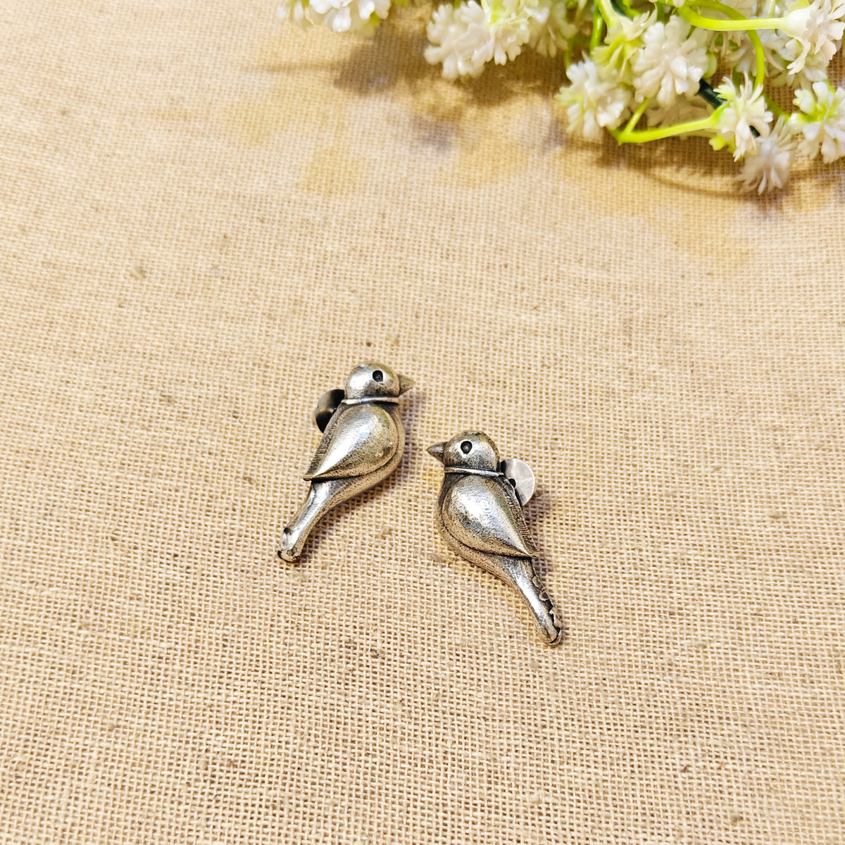 Parrot Silver Look Alike Oxidized Earrings