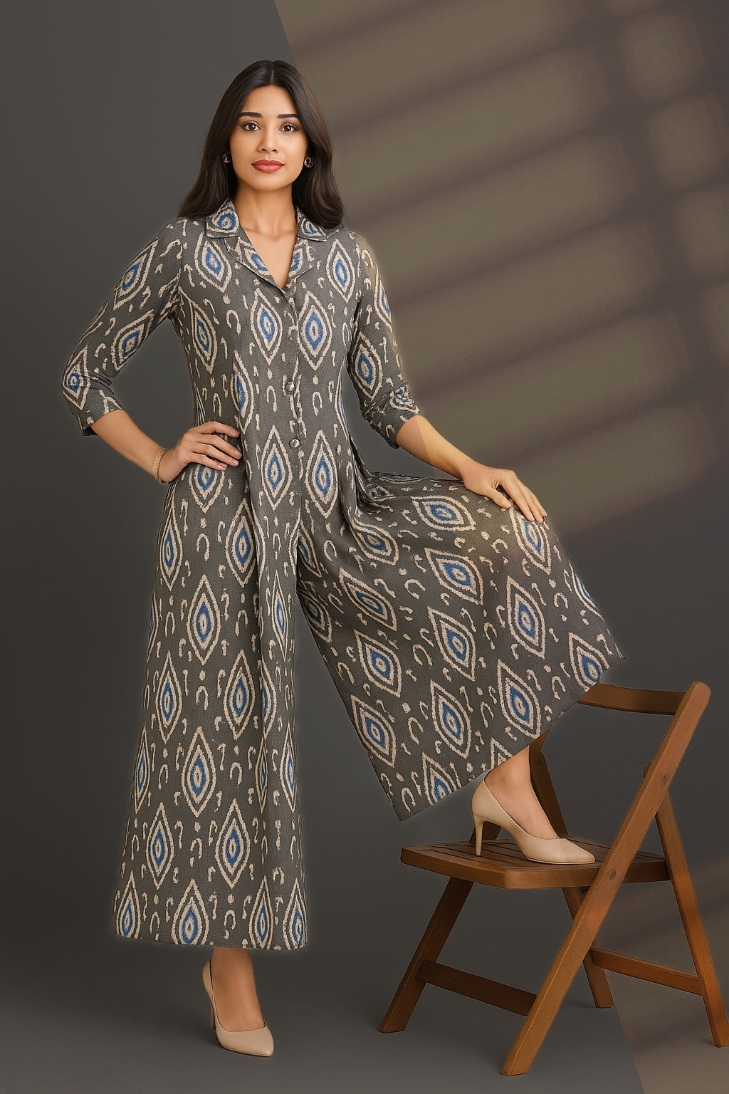 Maati Craft Twilight Dust Jumpsuit with Pockets & Collar