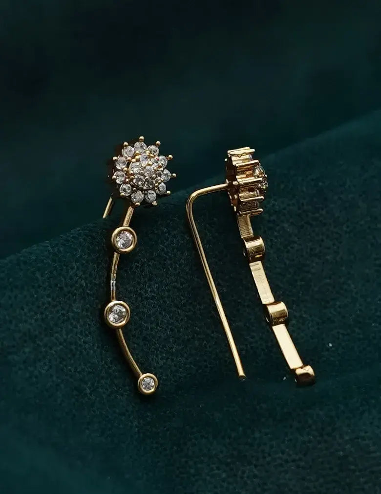 18K Gold-Tone Floral Crystal Drop Earrings