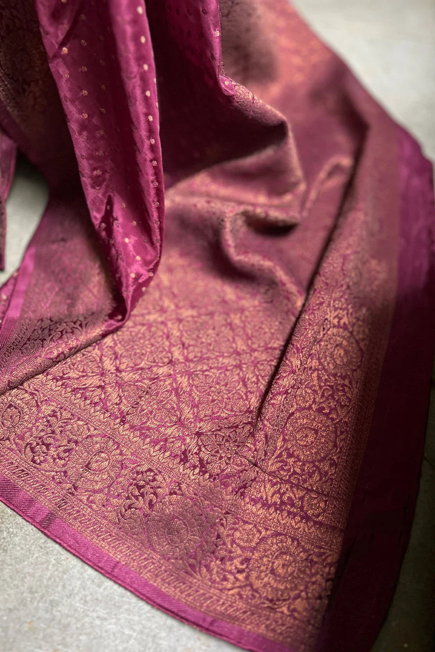 Semi Satin Silk Saree Maroon