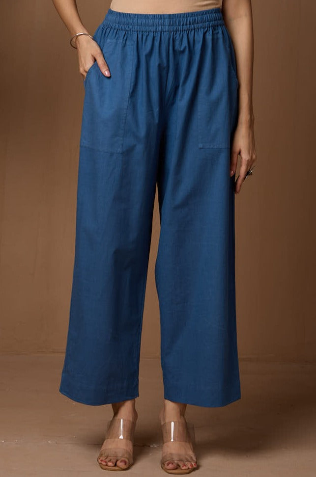 Maati Craft Comfort fit cotton pants - light denim blue cotton