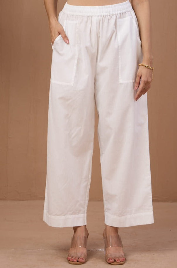 Maati Craft Comfort fit cotton pants - yoga white cotton