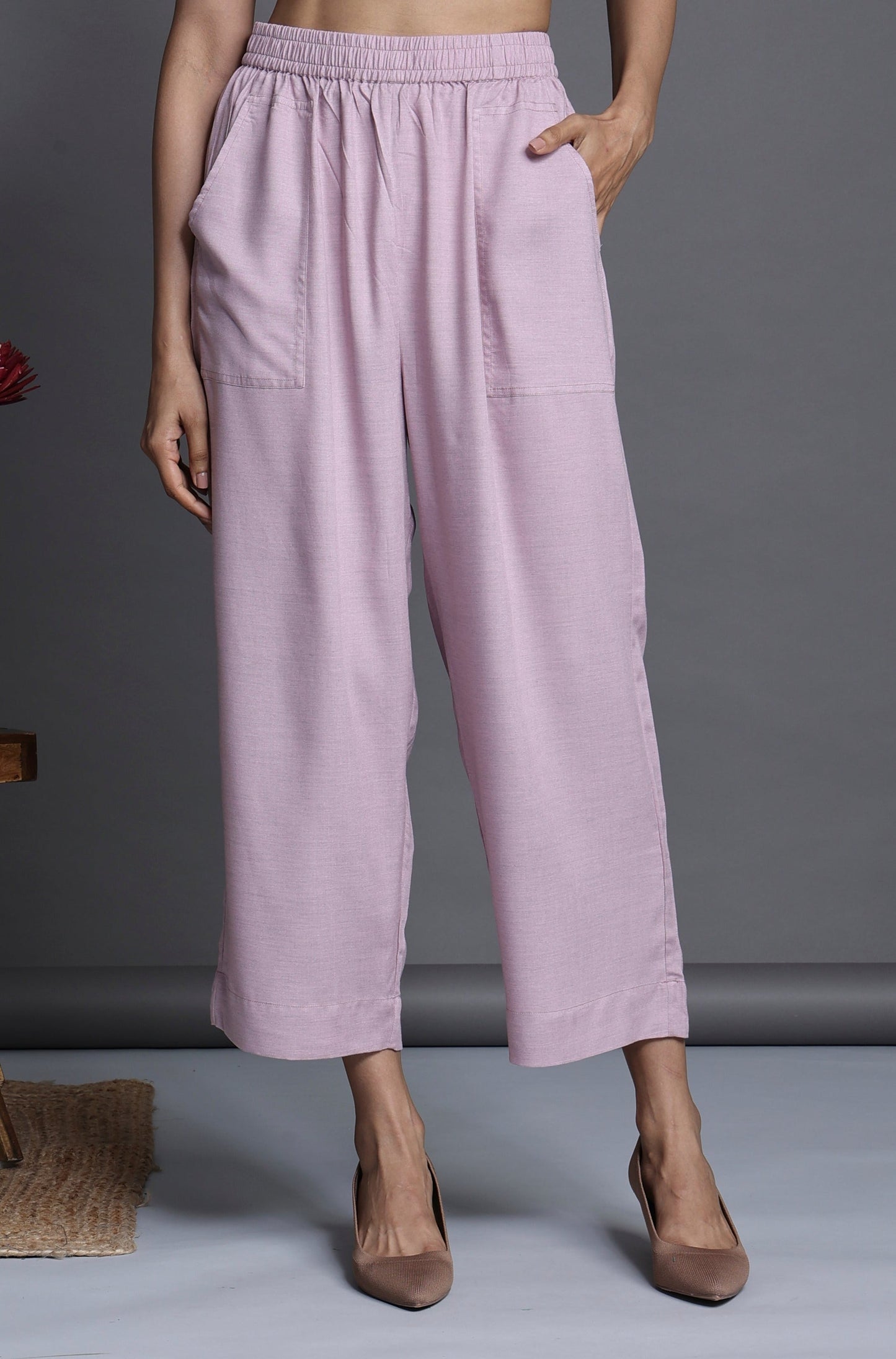Maati Craft comfort fit pants - pink smoked modal