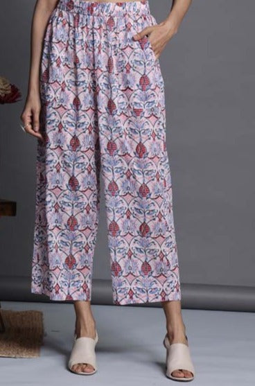 Maati Craft comfort fit cotton printed pants - pastel floral pants