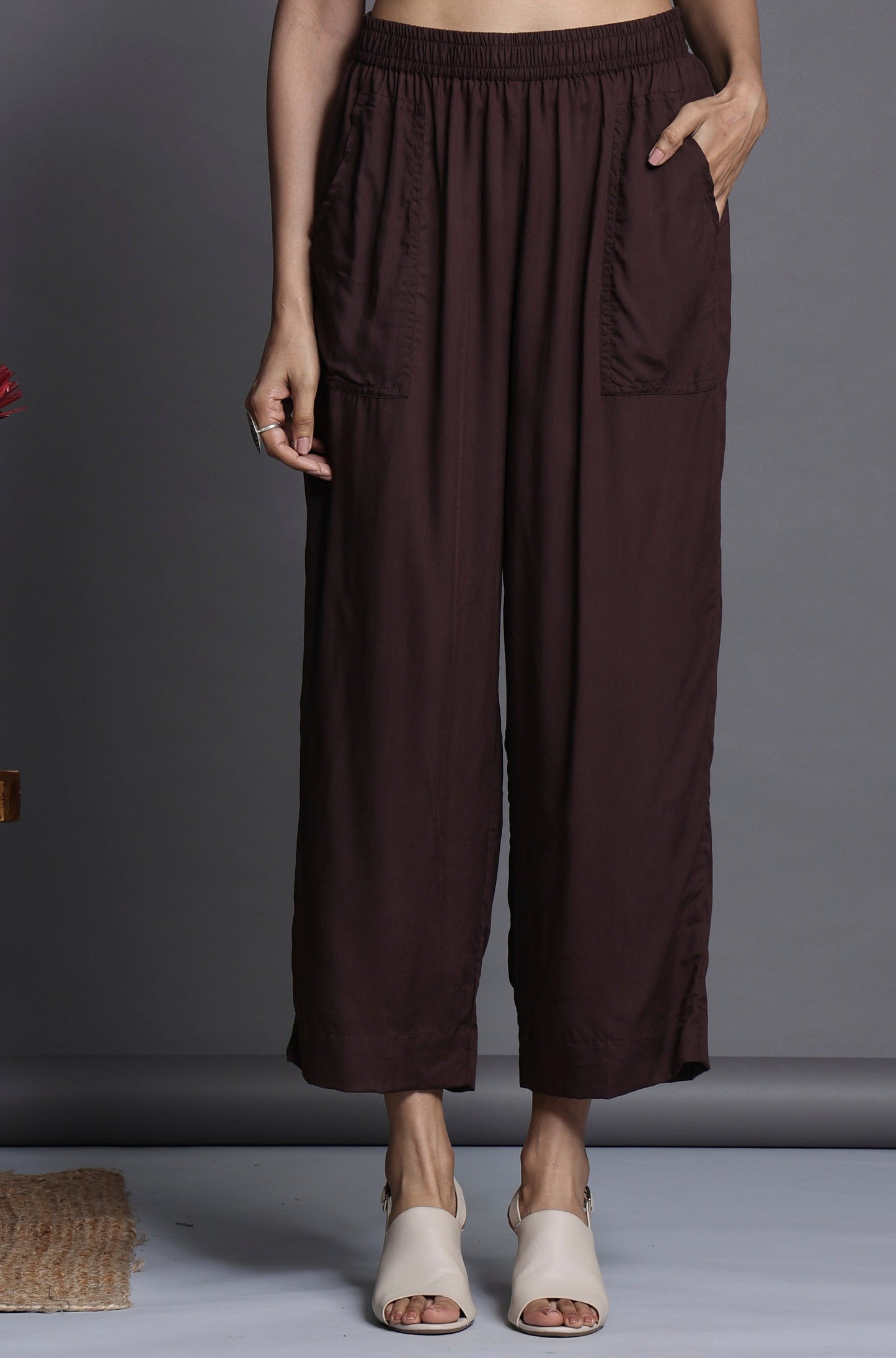 Maati Craft comfort fit modal pants - earthy brown