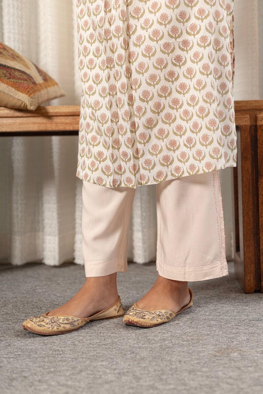 Rose Floret Printed Cotton Kurta Only
