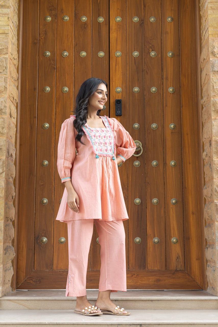 Seher Coral Cotton Top