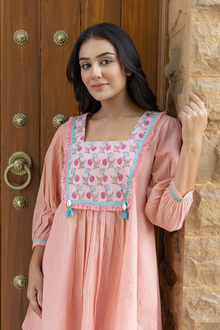 Seher Coral Cotton Top