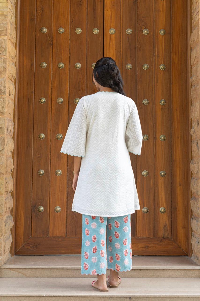 Snowflake White Cotton Dobby Kurta Only