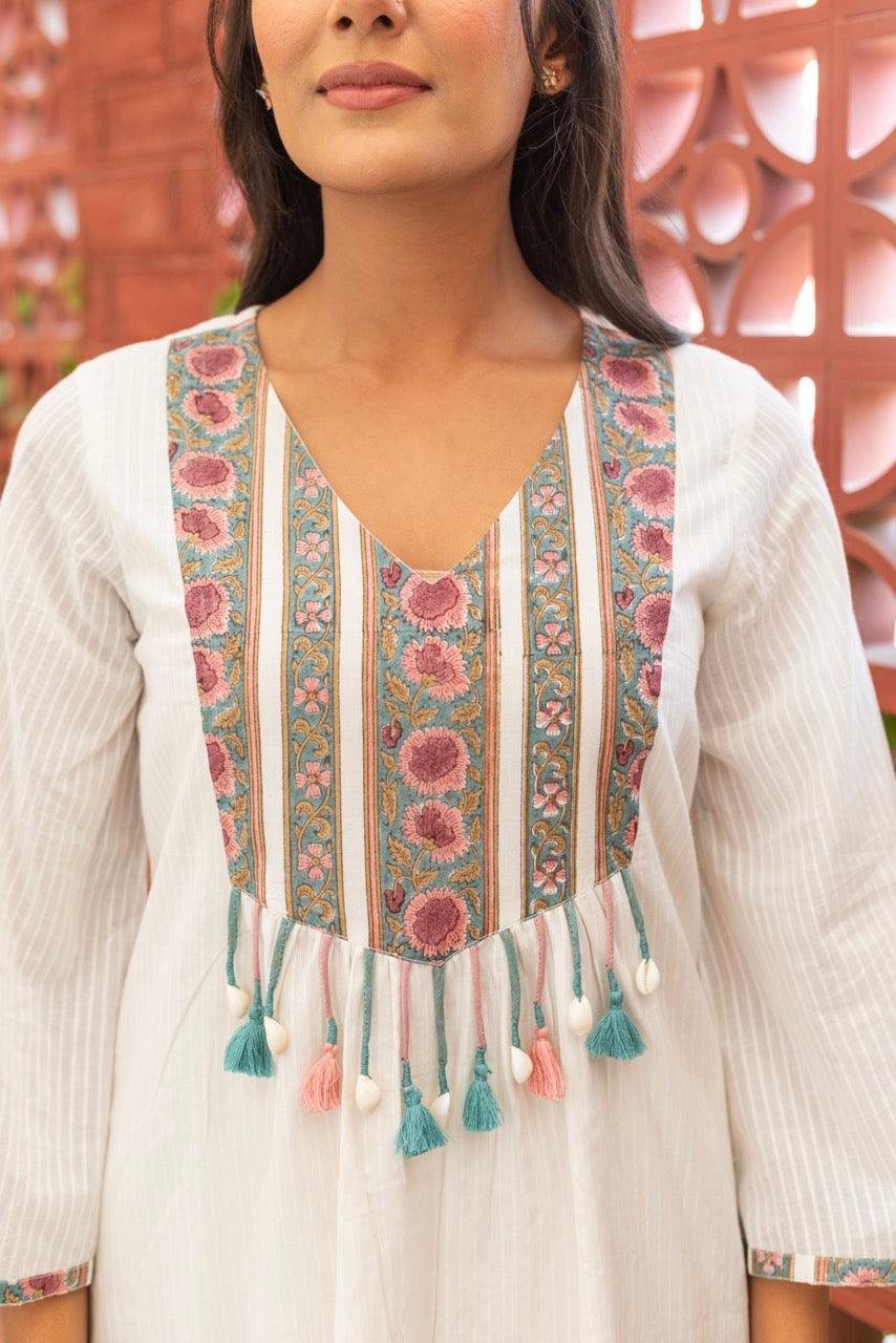 Dove White Cotton Kurta Set
