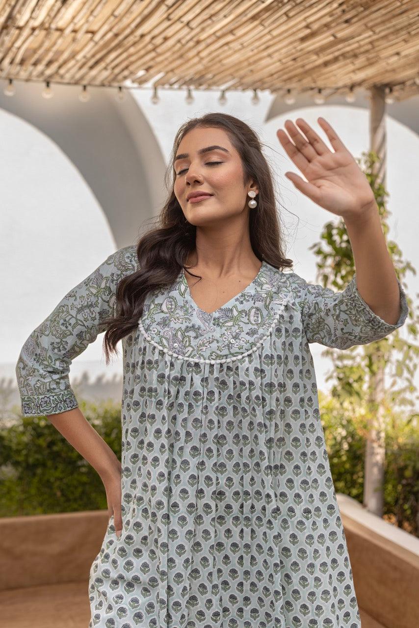 Aqua Allure Printed Kurta Set