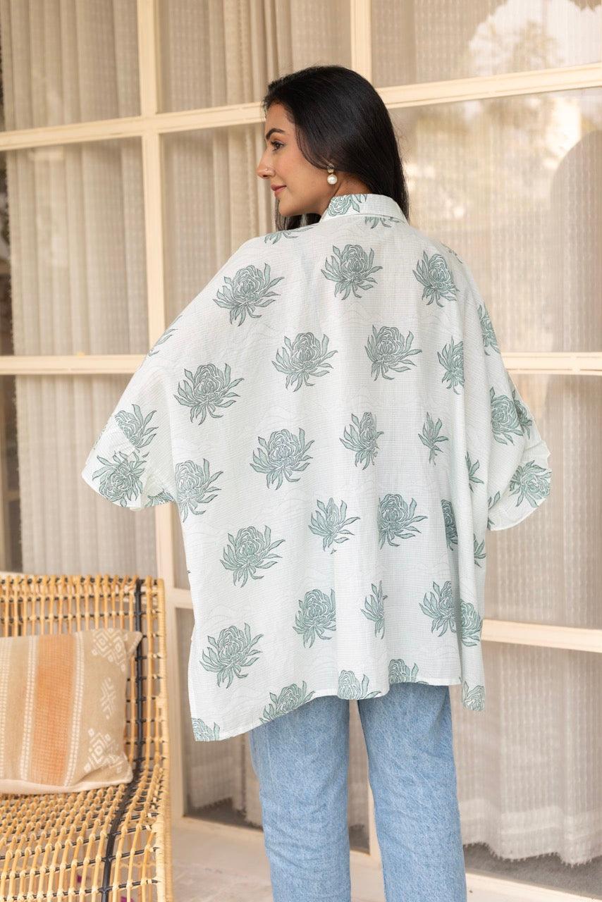 Seaside Green Printed Cotton Shirt