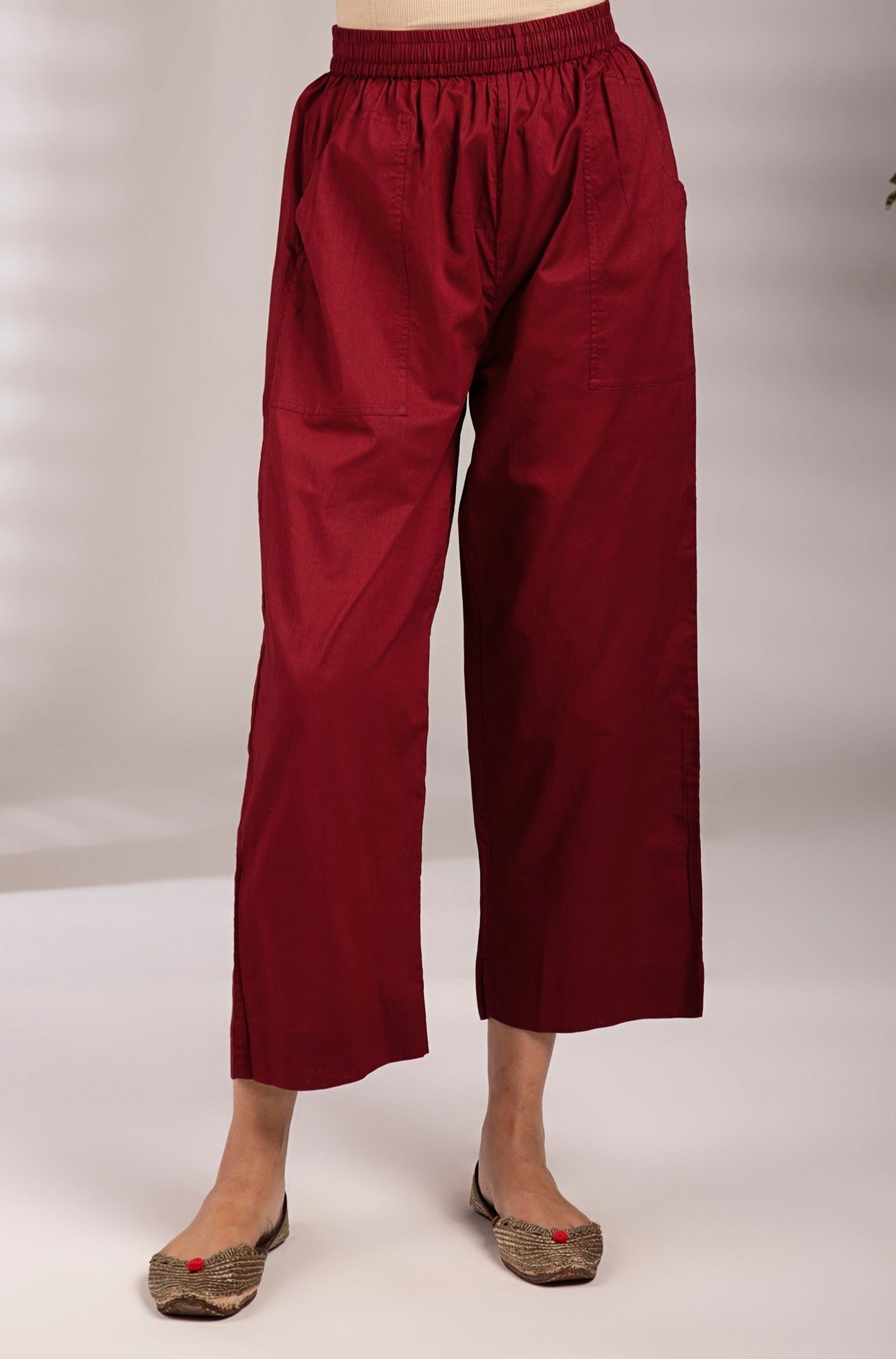 Maati Craft comfort fit cotton pants - maroon